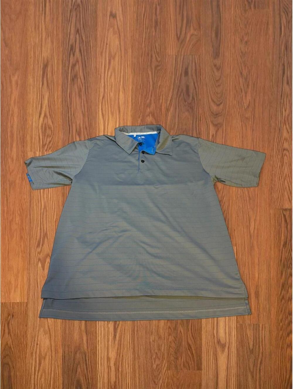 Adidas Golf Polo Shirt Men's Medium Gray Blue Stripe Climalite Performance